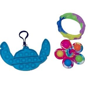 Teal Pop Fidget Keychain and Colorful Toys